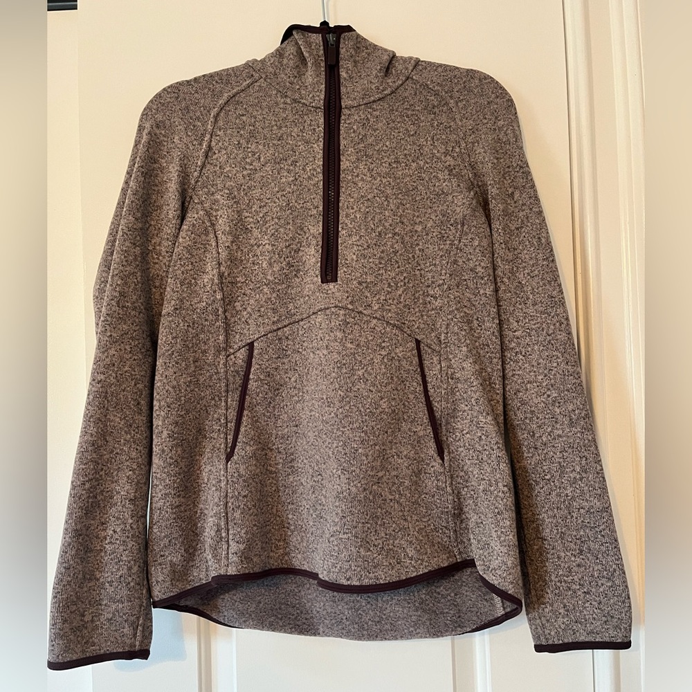 🍋Lululemon Fleece & Thank you half zip hooded heathered purple pullover size 10